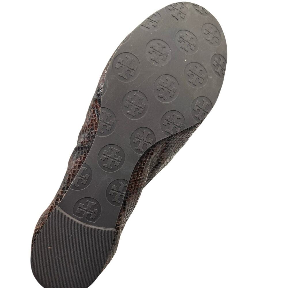 Tory Burch Reva Ballet Flats Brown Snakeskin Size 8 - Picture 7 of 9